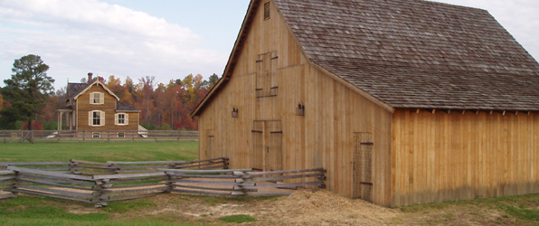 Reconstructed period barn at Pamplin Park serves as a program center for the Civil War Adventure Camp